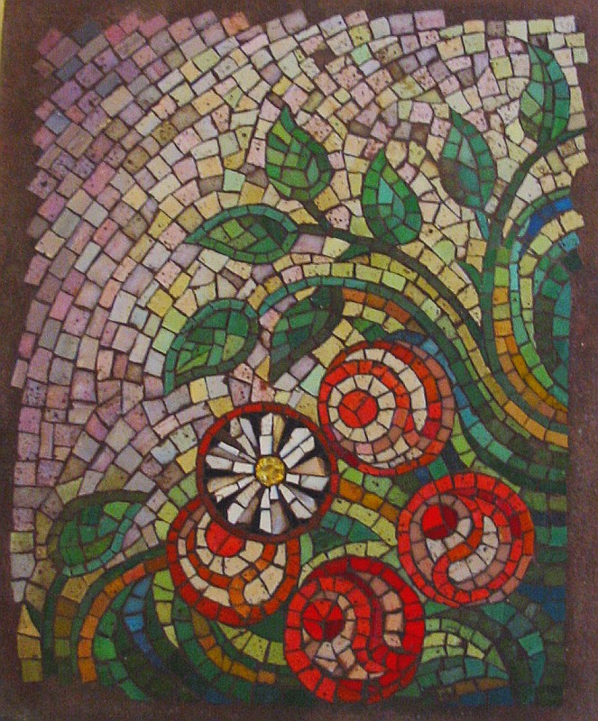 Bloemen in mozaiek fantasiebloemen